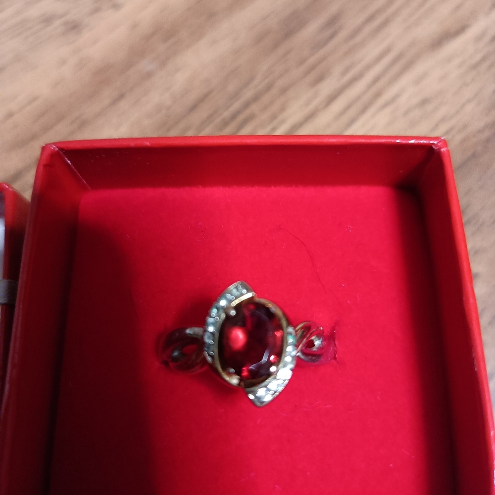 Gold Over Silver Lab Created Ruby Ring Size 7.5/8 - image 2